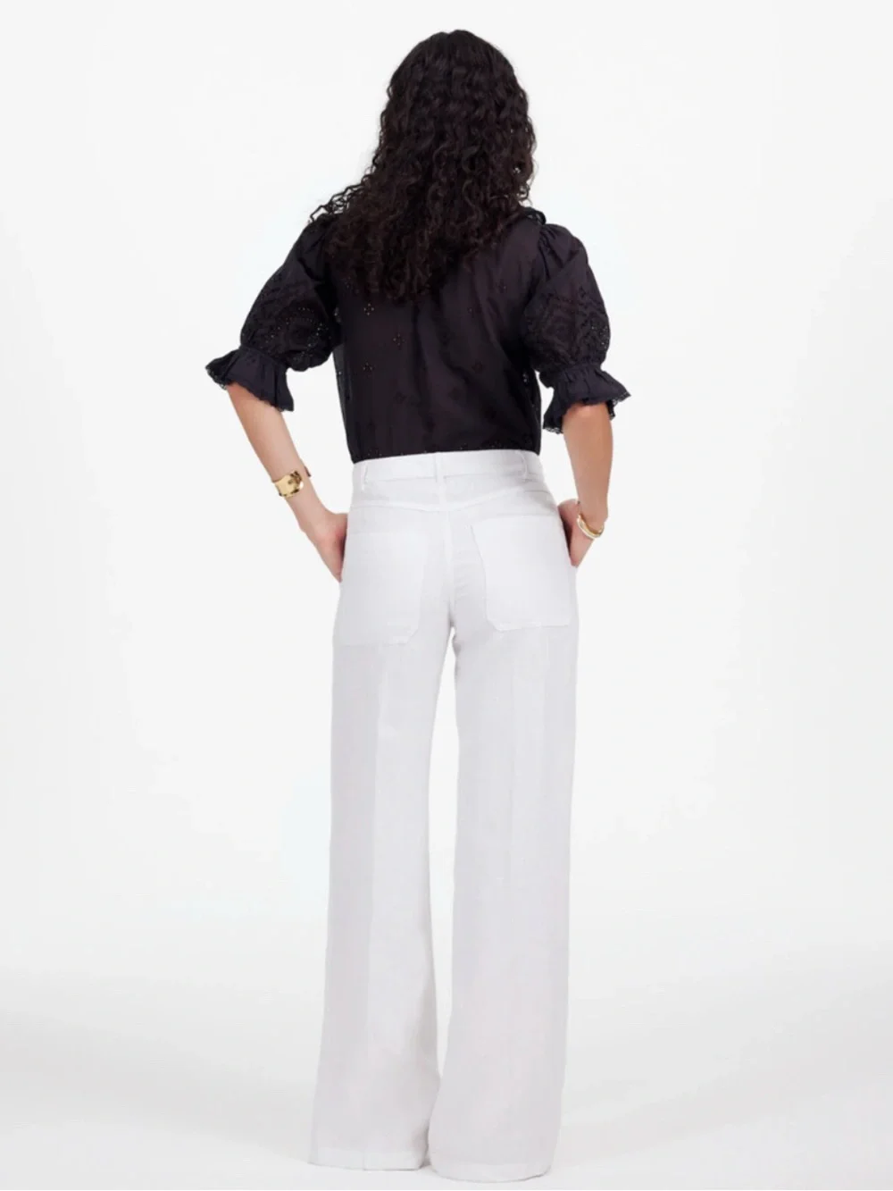 Madewell The Zoe Relaxed Wide Pant in 100% Linen Size 14 in Salt White - Picture 3 of 12